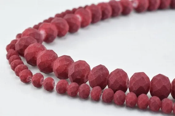 2 Strands Matte Glass Beads Donut Rondelle Faceted Jewelry Decoration Chandelier 3x4mm and 6x8mm. 2 Sizes Group 60 PCs ea Item#789222042943