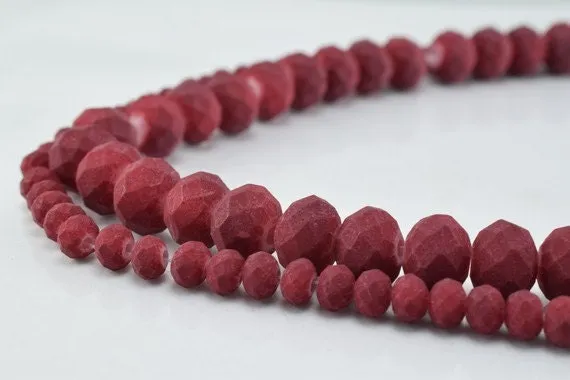 2 Strands Matte Glass Beads Donut Rondelle Faceted Jewelry Decoration Chandelier 3x4mm and 6x8mm. 2 Sizes Group 60 PCs ea Item#789222042943