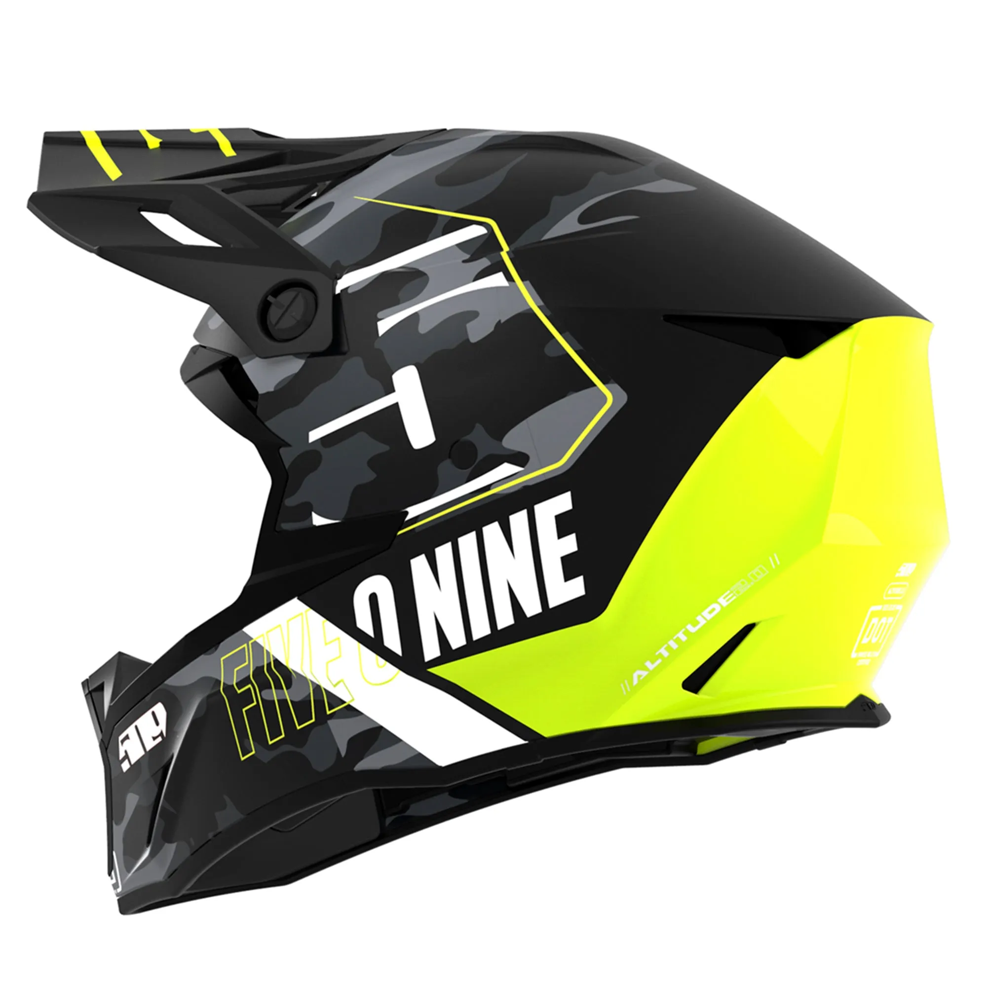 509  Altitude 2.0 Snowmobile Helmet DOT ECE Fidlock Strap Open Face Black Camo