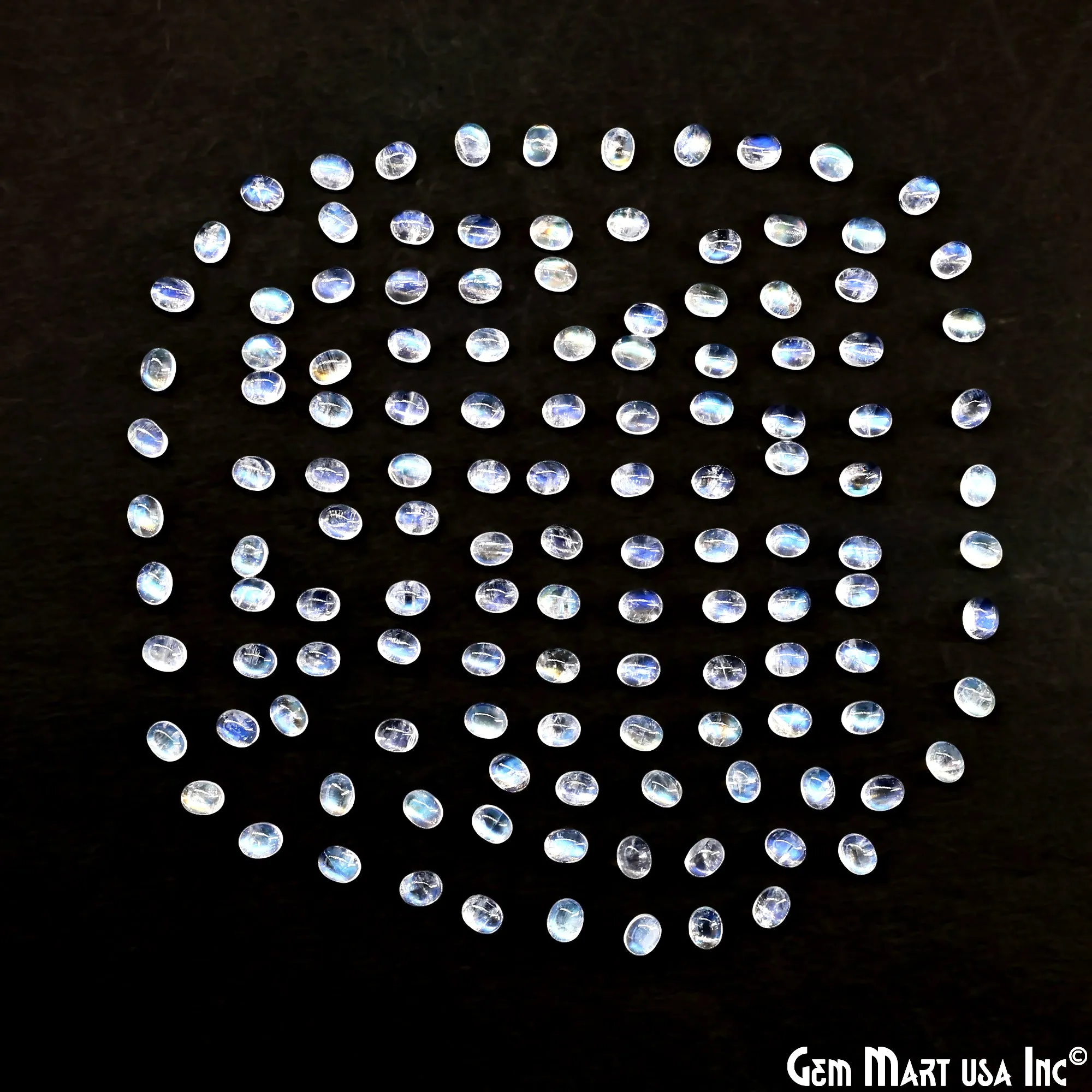 5Ct Rainbow Moonstone Oval Cabochon AAA  Quality Blue Flash Tiny Gems 4x5mm
