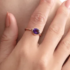 Amethyst and Claw Diamond Accent Ring, Xiomara