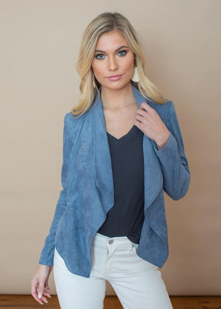 BB Dakota Hazey Blue Suede It Out Jacket-***FINAL SALE***