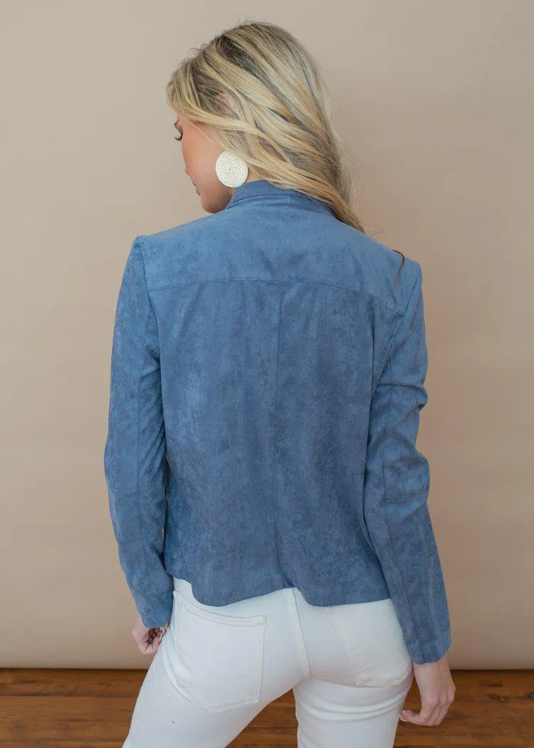 BB Dakota Hazey Blue Suede It Out Jacket-***FINAL SALE***
