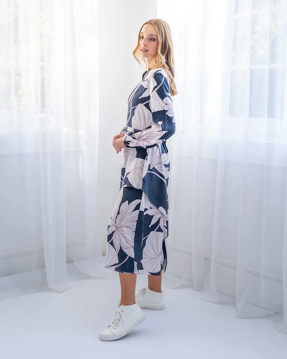 Bettina Dress - Navy Fern