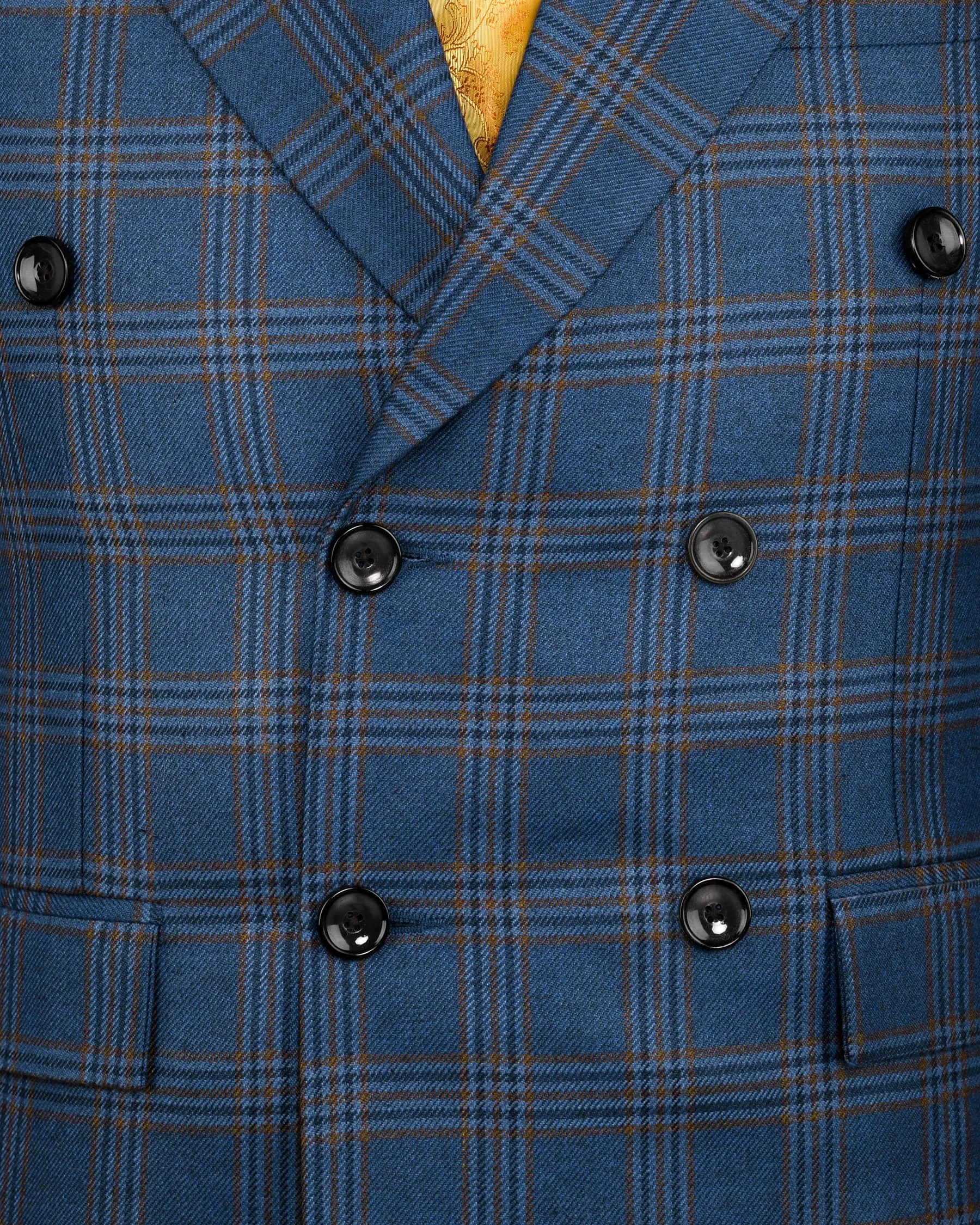 Bismarck Blue Plaid Double Breasted Blazer