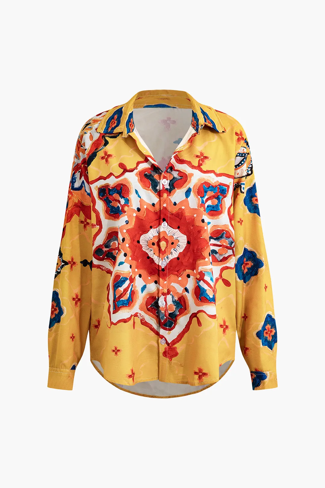 Bohemian Floral Print Shirt And Pants Set