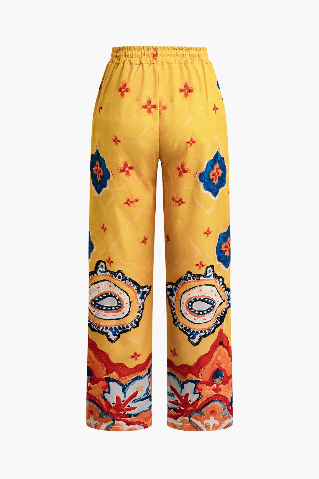 Bohemian Floral Print Shirt And Pants Set