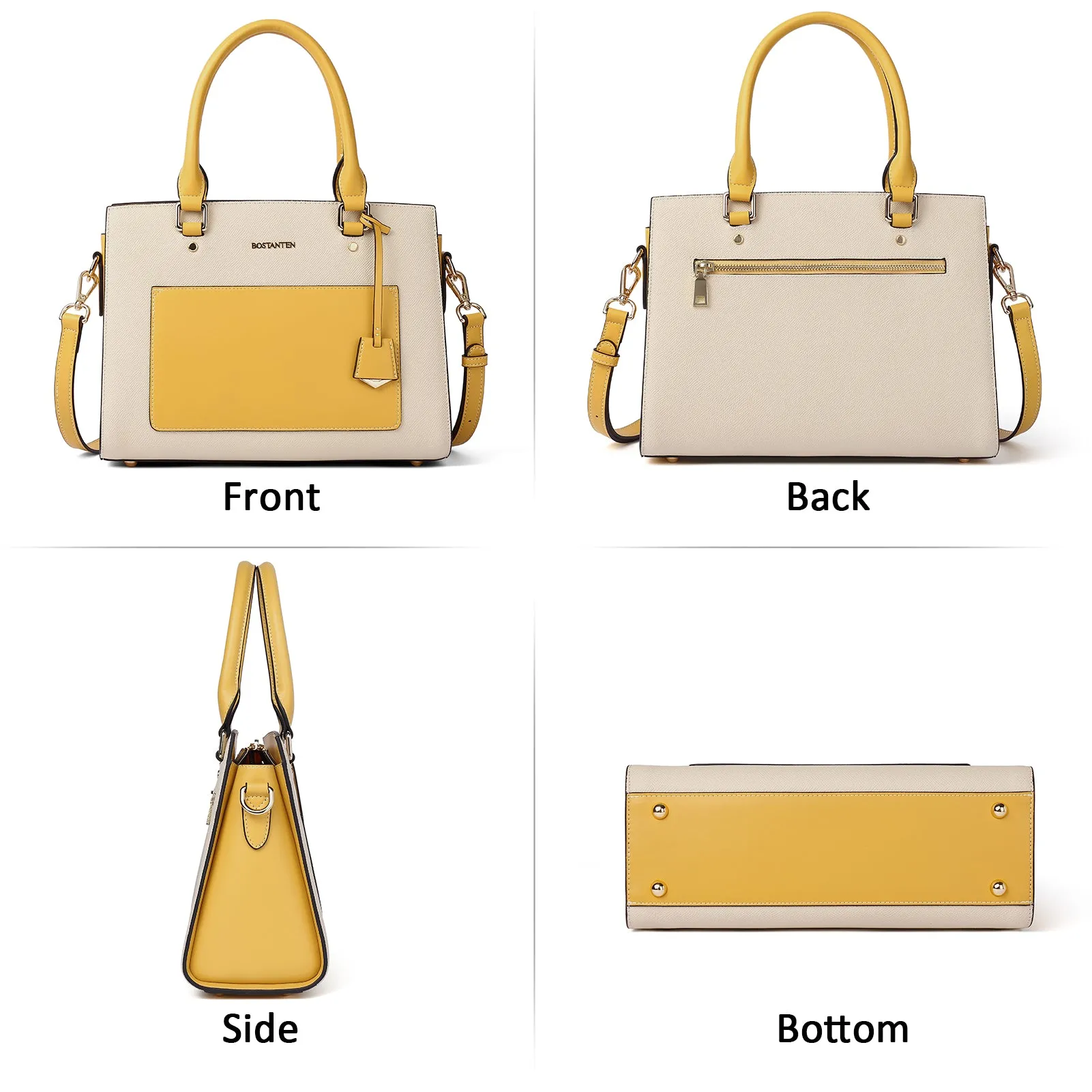 BOSTANTEN Women Top Handle Leather Tote Bag With Shoulder Strap