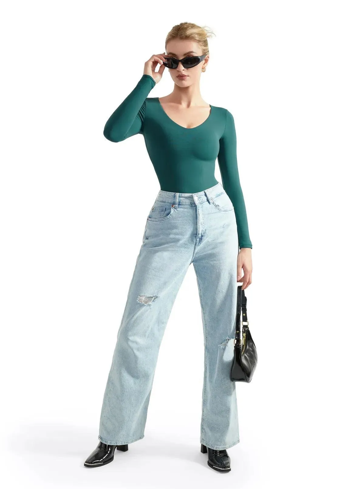 Buttery Soft V Neck Bodysuit - Long Sleeve