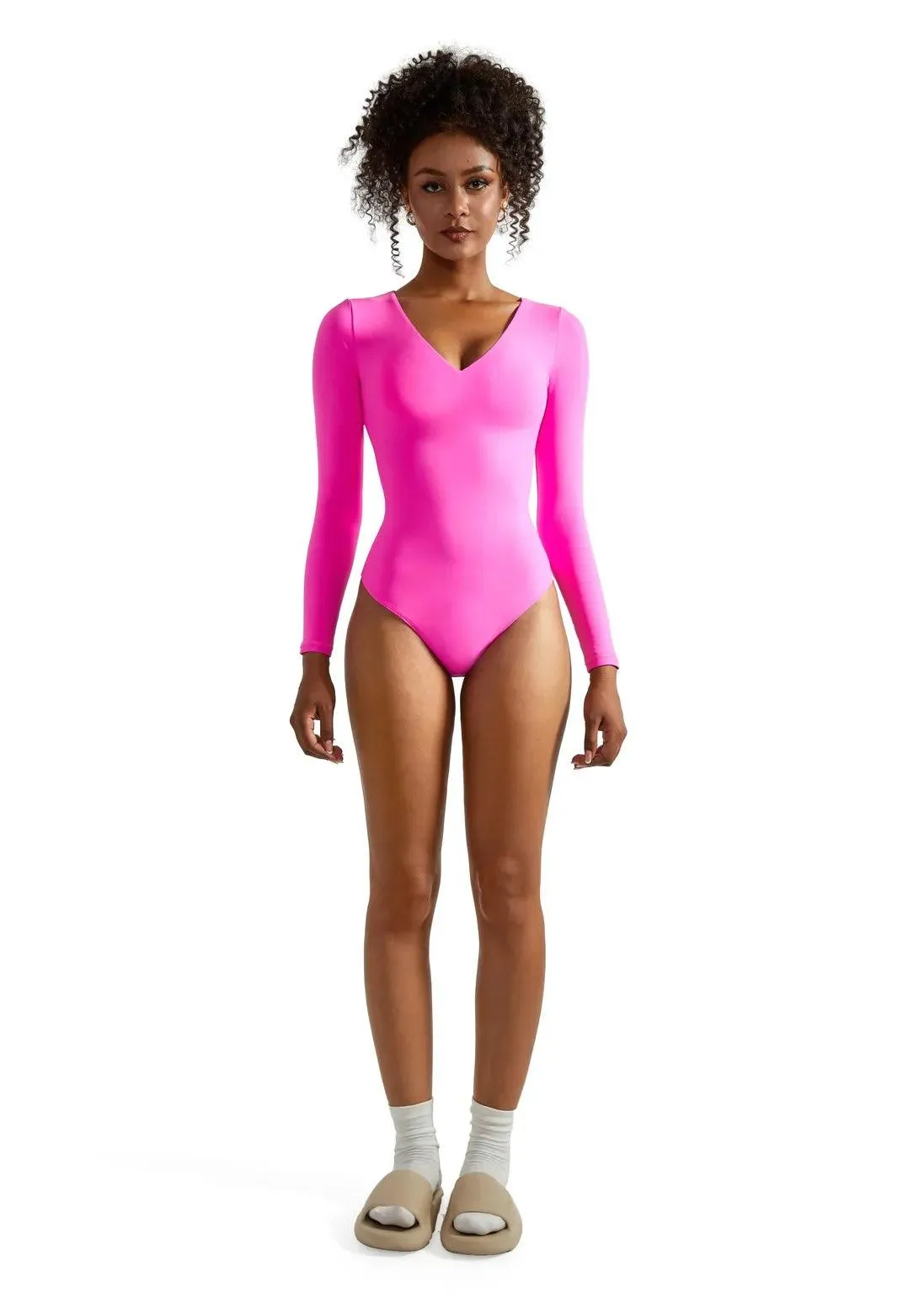 Buttery Soft V Neck Bodysuit - Long Sleeve