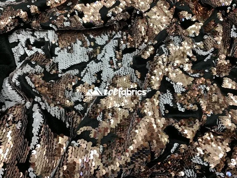 Champagne On Black Velvet Iridescent 2 Way Stretch Embroider Sequins Fabric On Velvet By The Yard