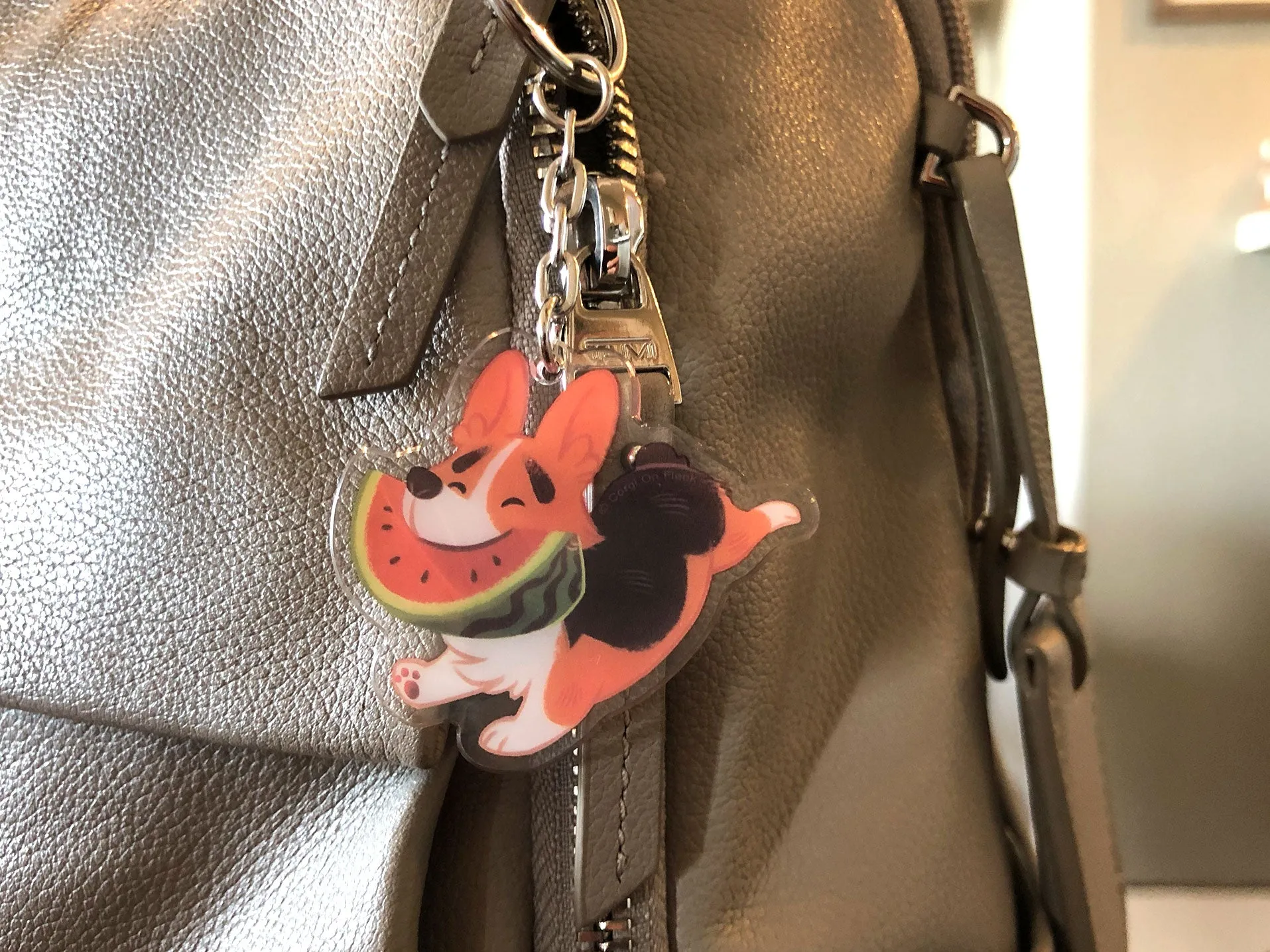 Corgi   Watermelon Acrylic Keychain