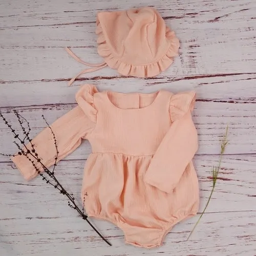 Cotton Newborn Onesie and Bonnet Set