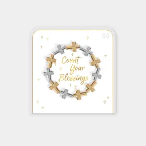 Count Your Blessings Cross Stretch Bracelet Chunky Cross - Mixed Metal