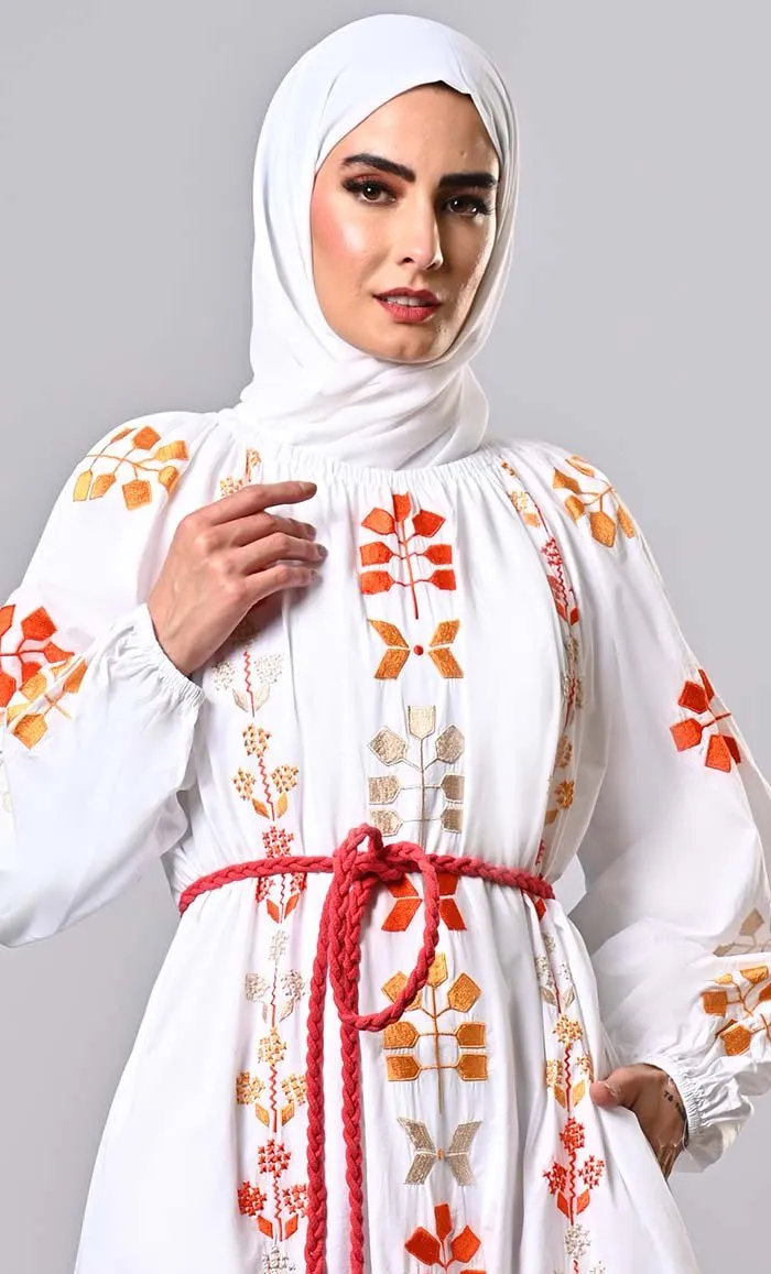 Embroidered Heavy Abaya with braided belt