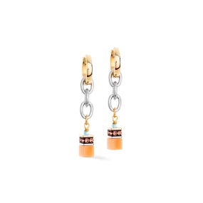 GeoCUBE® Iconic Fusion Chain hoops aqua-apricot