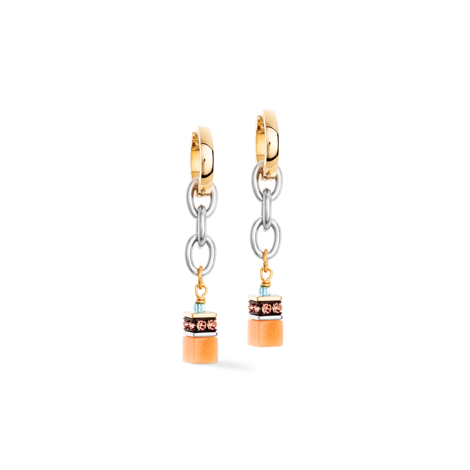 GeoCUBE® Iconic Fusion Chain hoops aqua-apricot