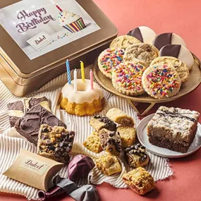 Happy Birthday Party Gift Package in Tin with Balloons, Candles -Birthday Cake Great Gift for Men, Women, Him, Her, Mom, Dad, Friends & Family