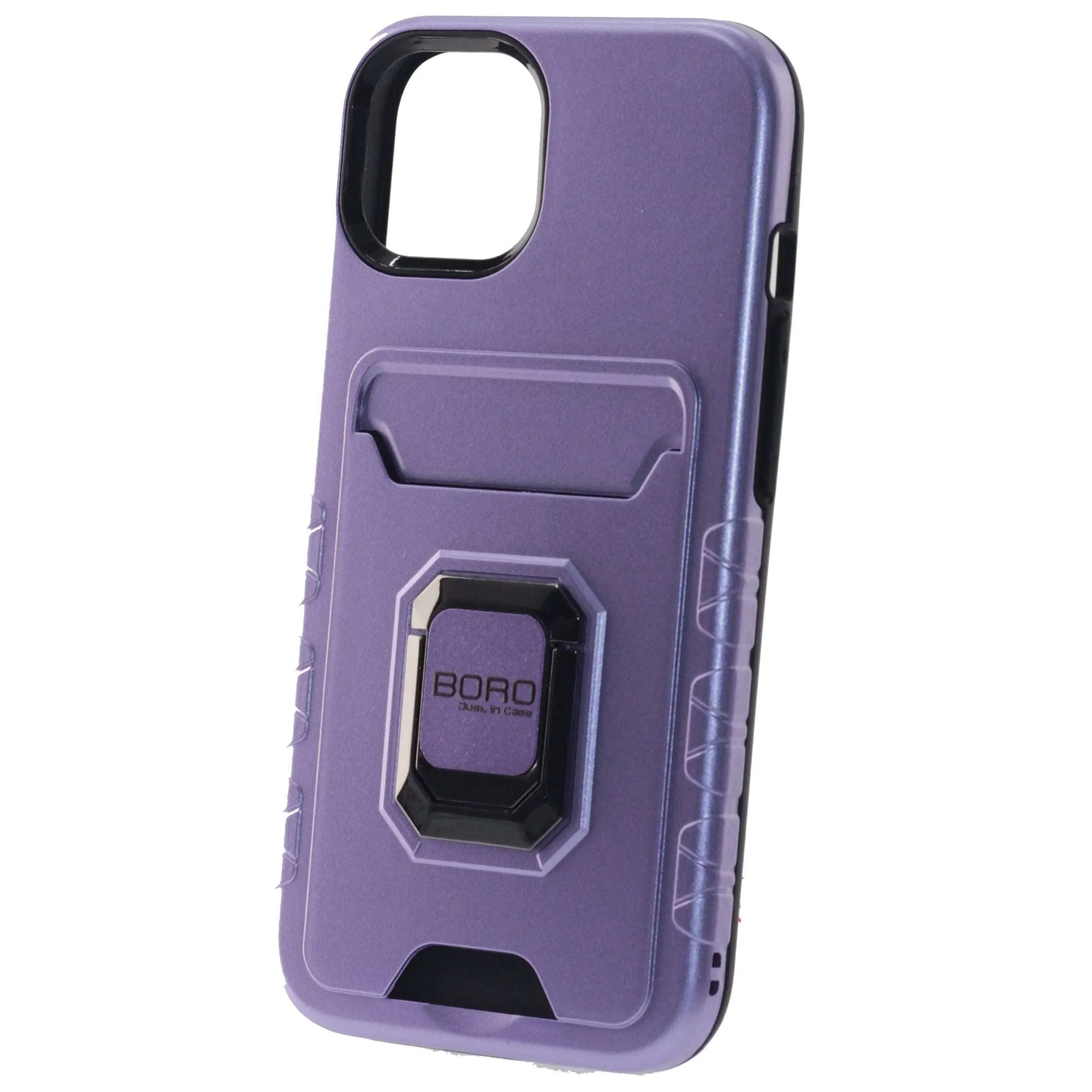 iPhone 11 Pro Max Case, (BORO) Magnetic Ring Armor Case with Card Holder, Color Purple