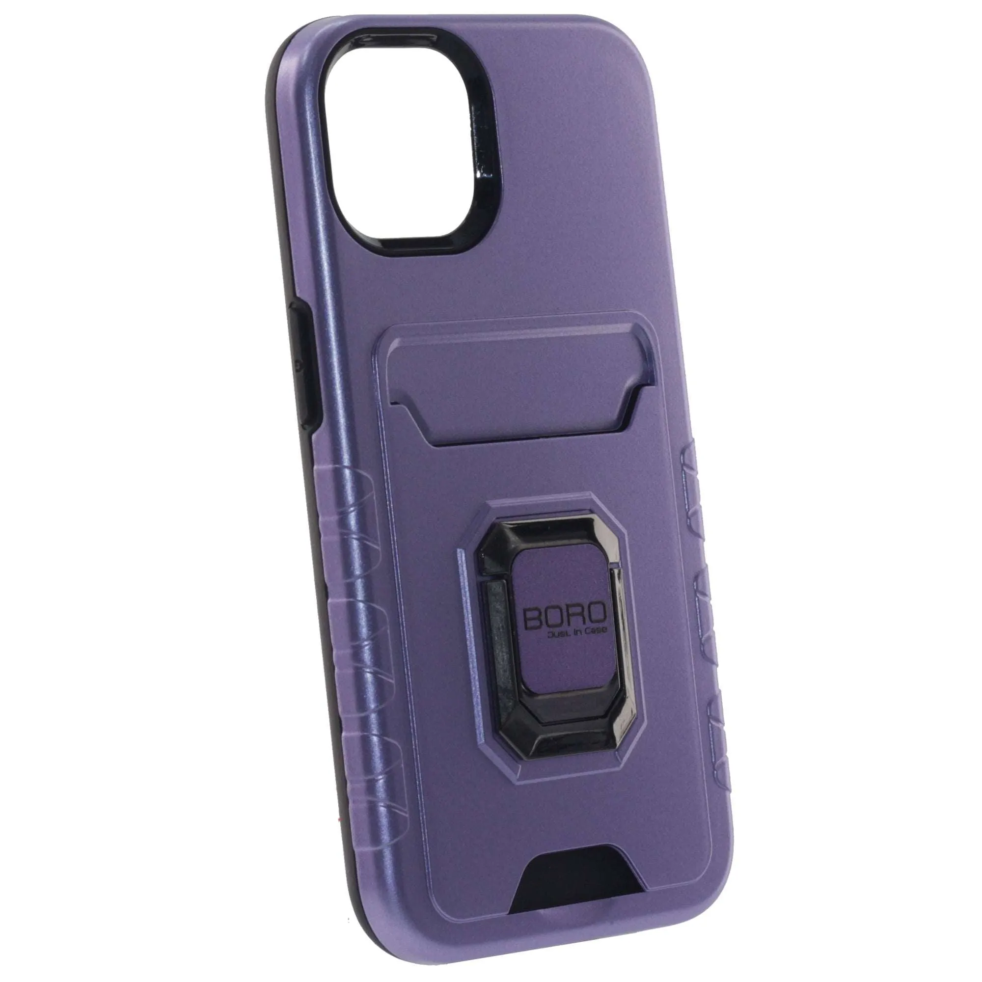 iPhone 11 Pro Max Case, (BORO) Magnetic Ring Armor Case with Card Holder, Color Purple