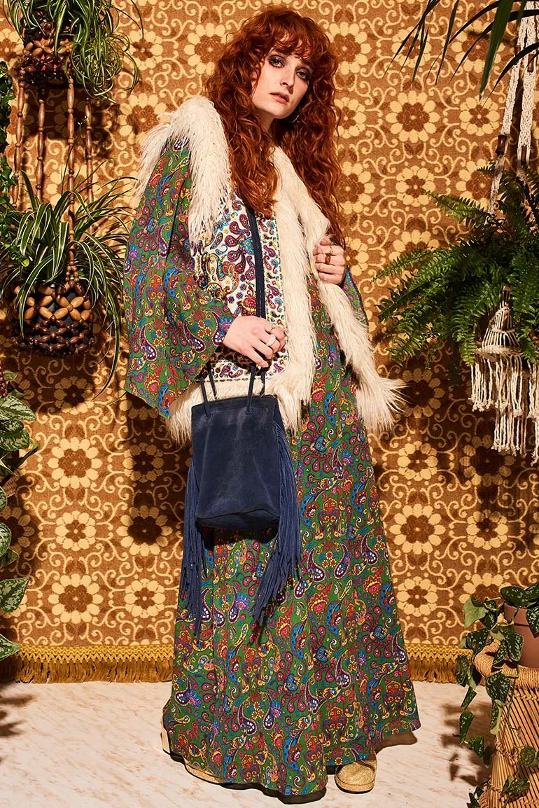 Lady Of The Canyon Green Paisley Maxi Dress