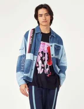 MARK FAST Men Washed Color Block Denim Shirts