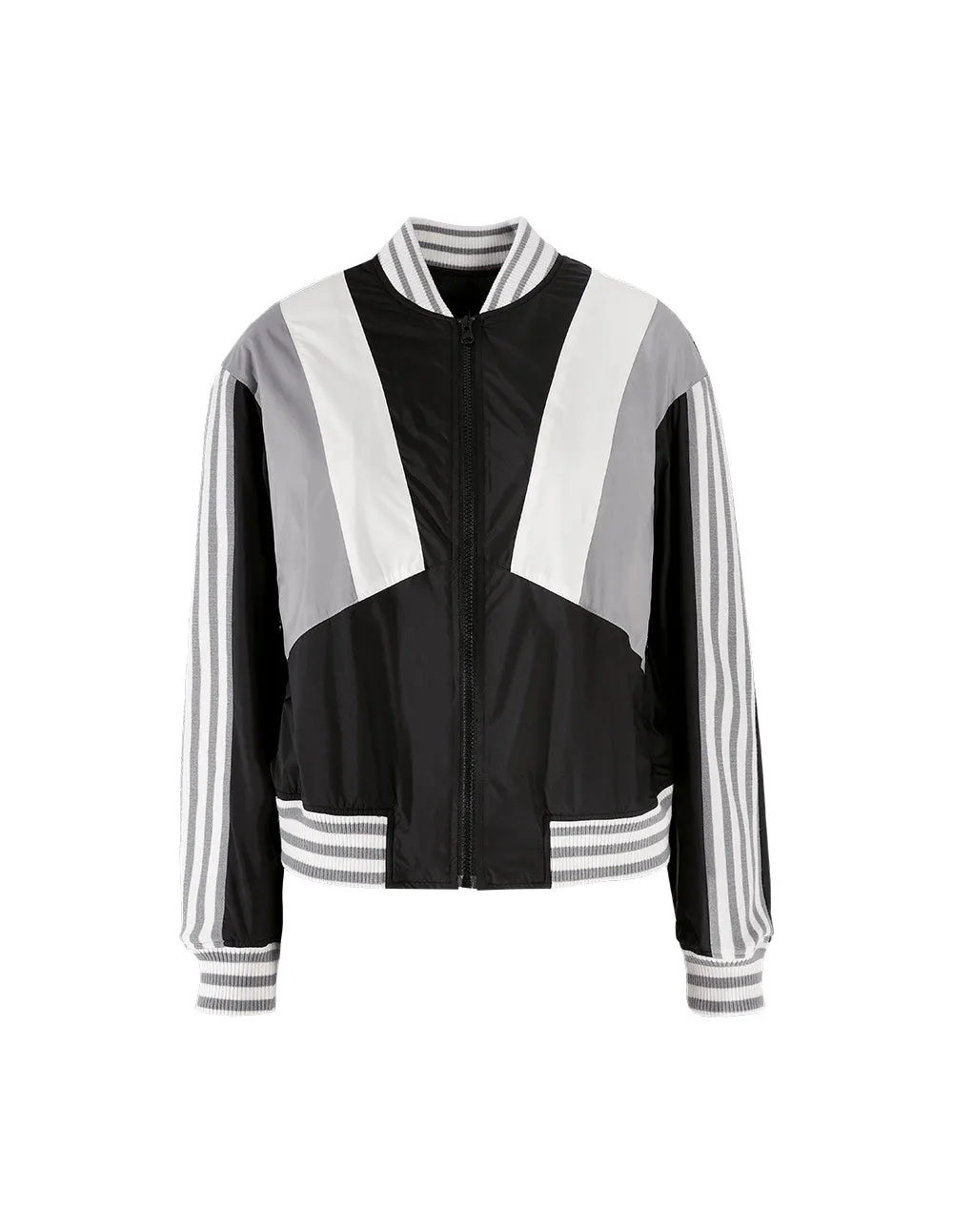 MARK FAST Women Color Block With Striped Flat Knit Windbreaker