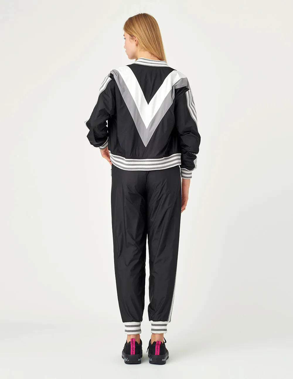 MARK FAST Women Color Block With Striped Flat Knit Windbreaker
