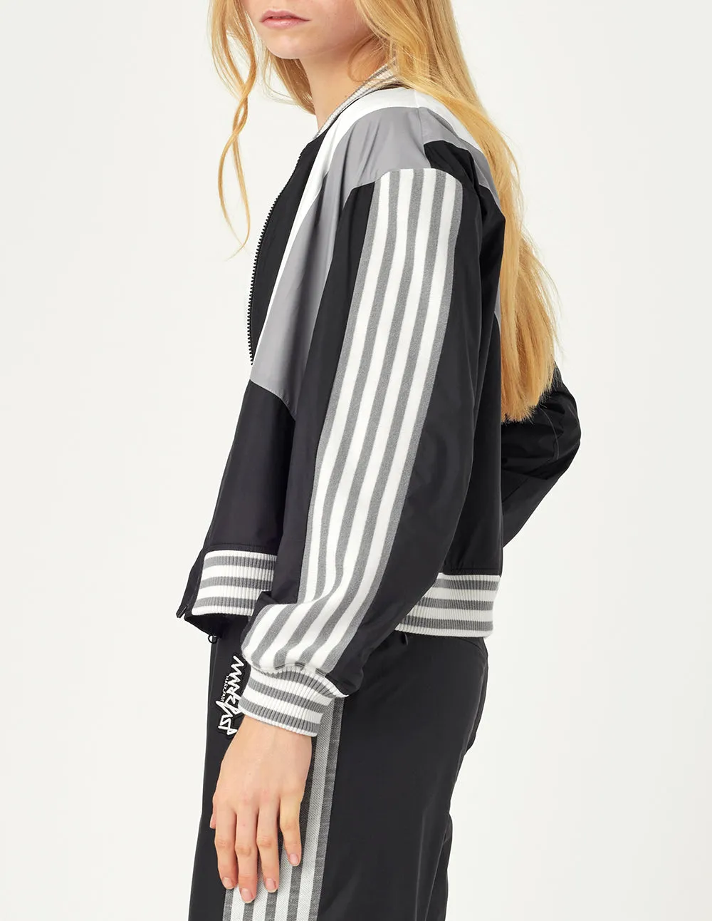 MARK FAST Women Color Block With Striped Flat Knit Windbreaker