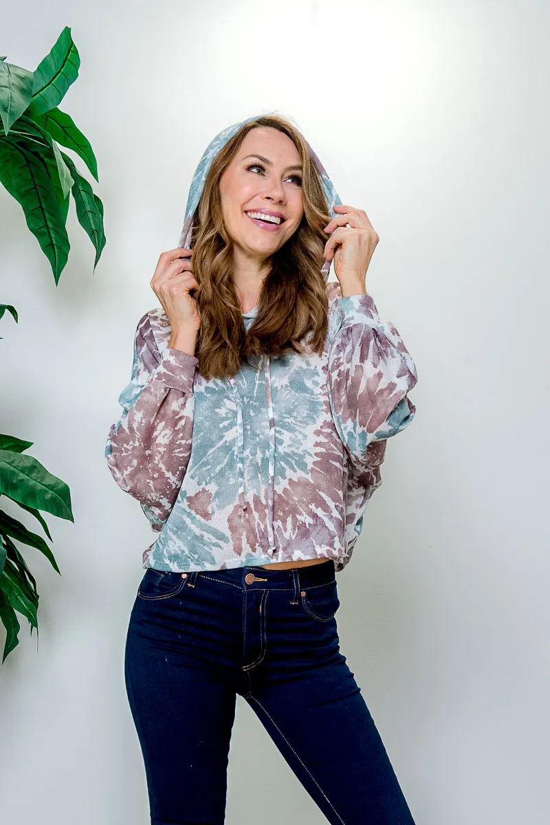 Multi Color Splash Dye Sweater Knit Long Balloon Sleeve Drop Shoulder Pullover Hoodie (LT5190)