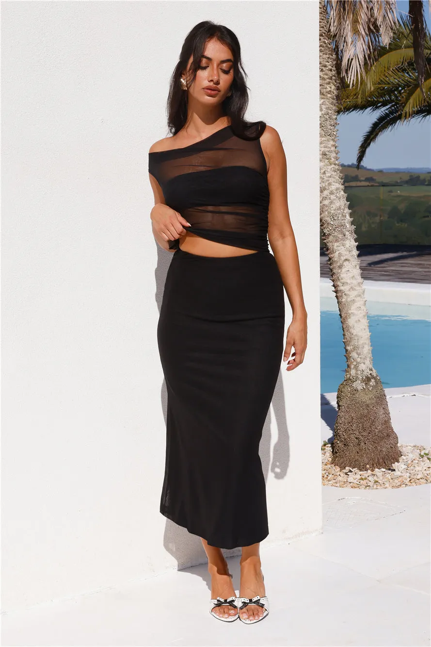 Surprise Parties Mesh Off Shoulder Top Black