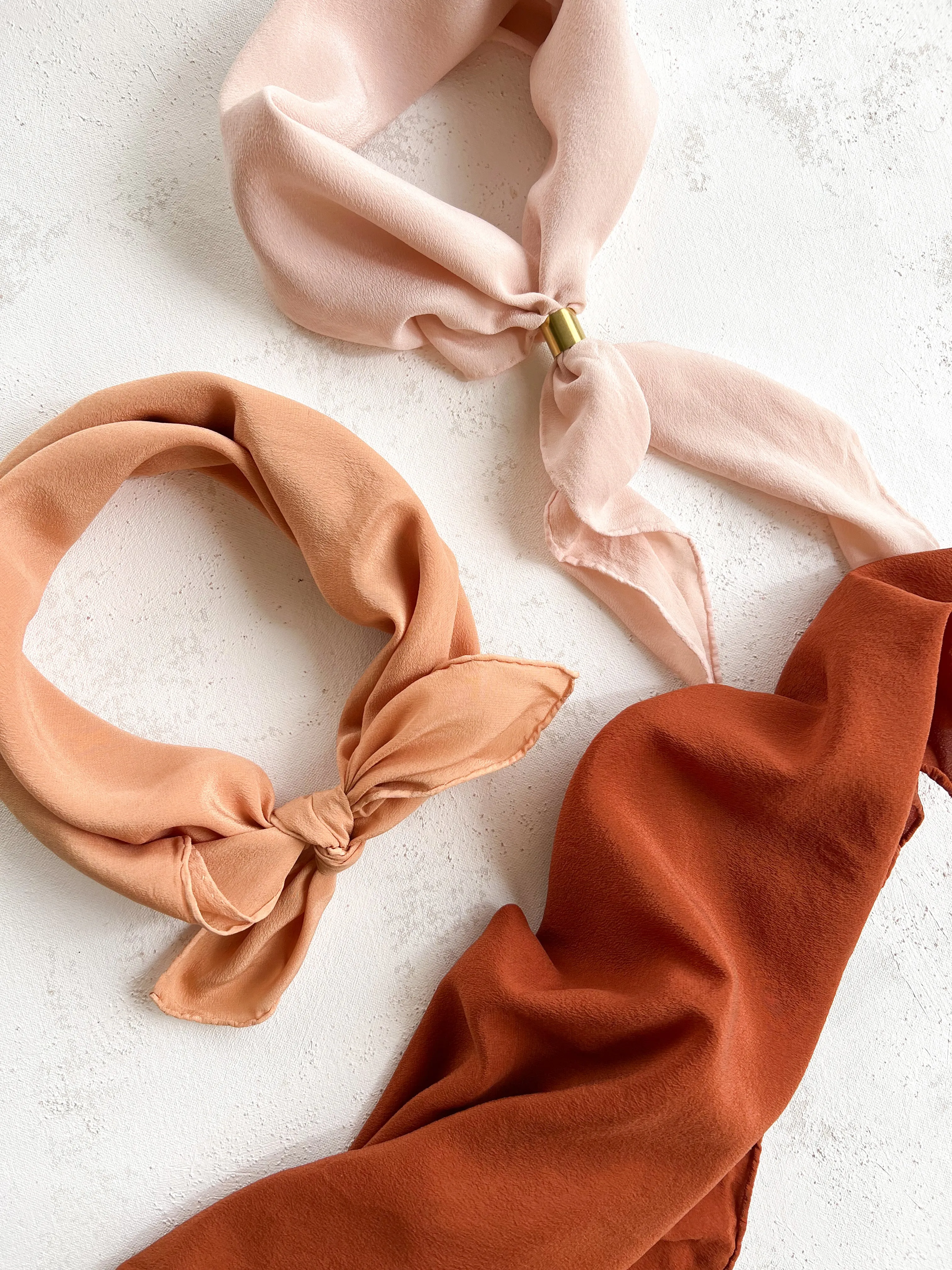 'The Hankie' Washable Silk Scarf in Apricot